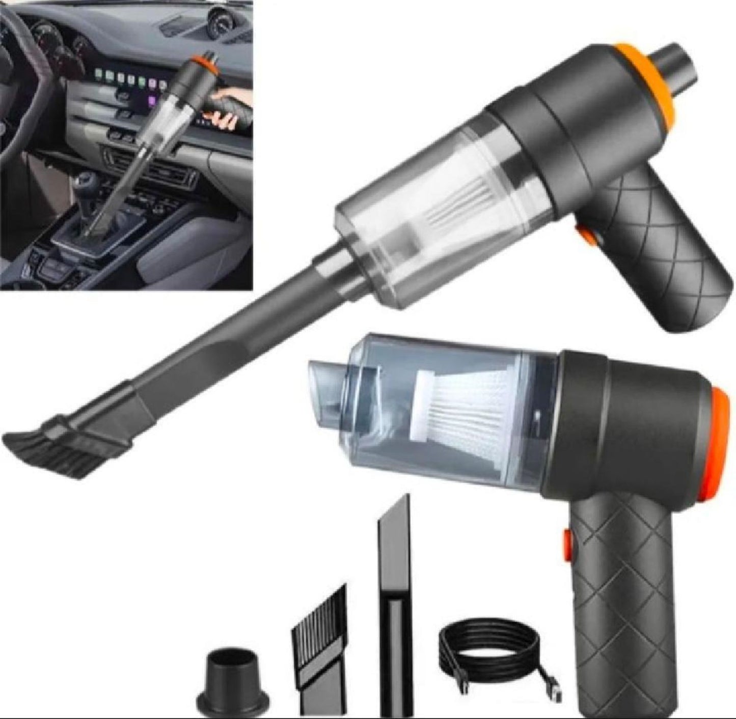 Portable Car Vacuum with 6" Head, ABS Plastic, 6" Length