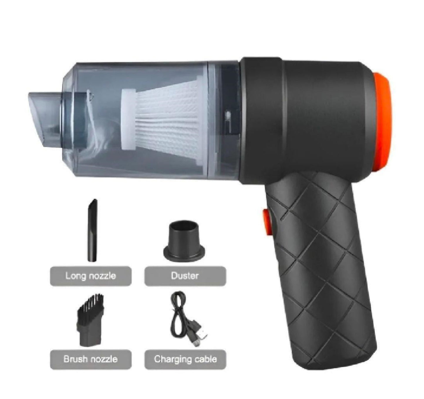 Portable Car Vacuum with 6" Head, ABS Plastic, 6" Length